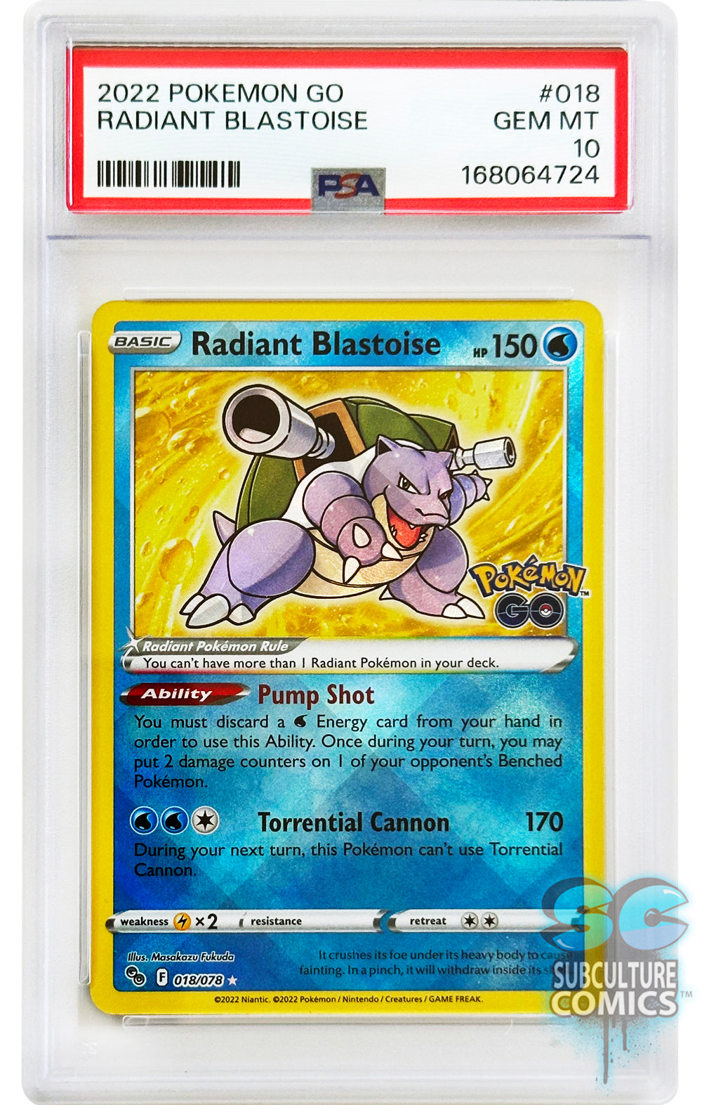 Pokémon Go Radiant Blastoise #018 - PSA 10 Gem Mint