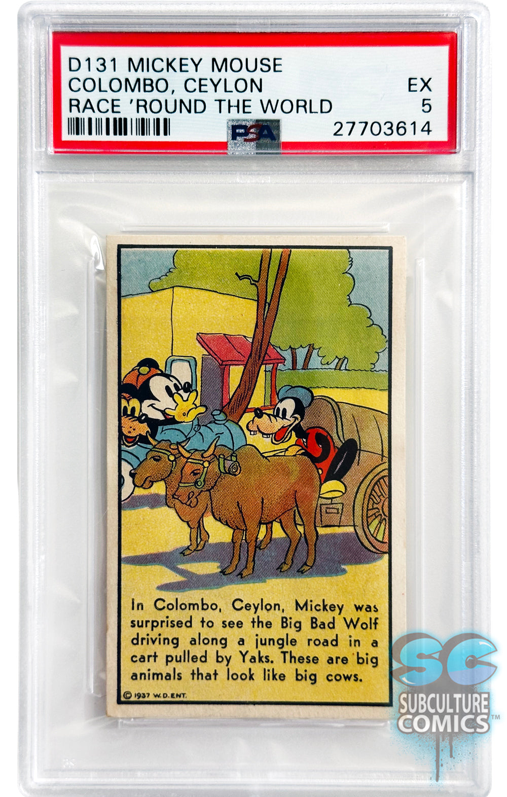 1937 D131 Mickey Mouse Race Around the World Colombo, Ceylon PSA 5