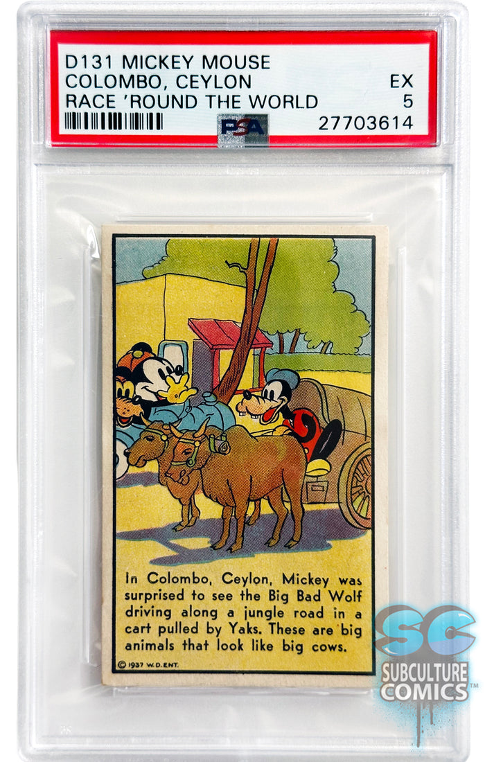 1937 D131 Mickey Mouse Race Around the World Colombo, Ceylon PSA 5