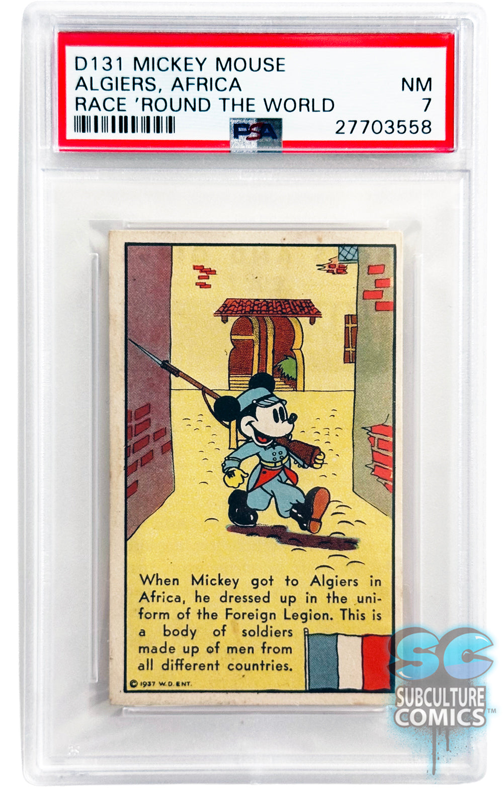 1937 D131 Mickey Mouse Race Around the World Algiers, Africa PSA 7