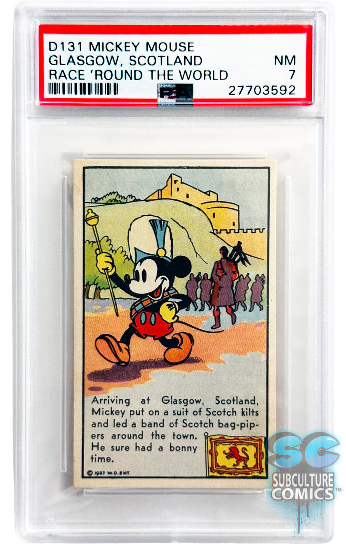 1937 D131 Mickey Mouse Race Around the World Glasgow, Scotland PSA 7