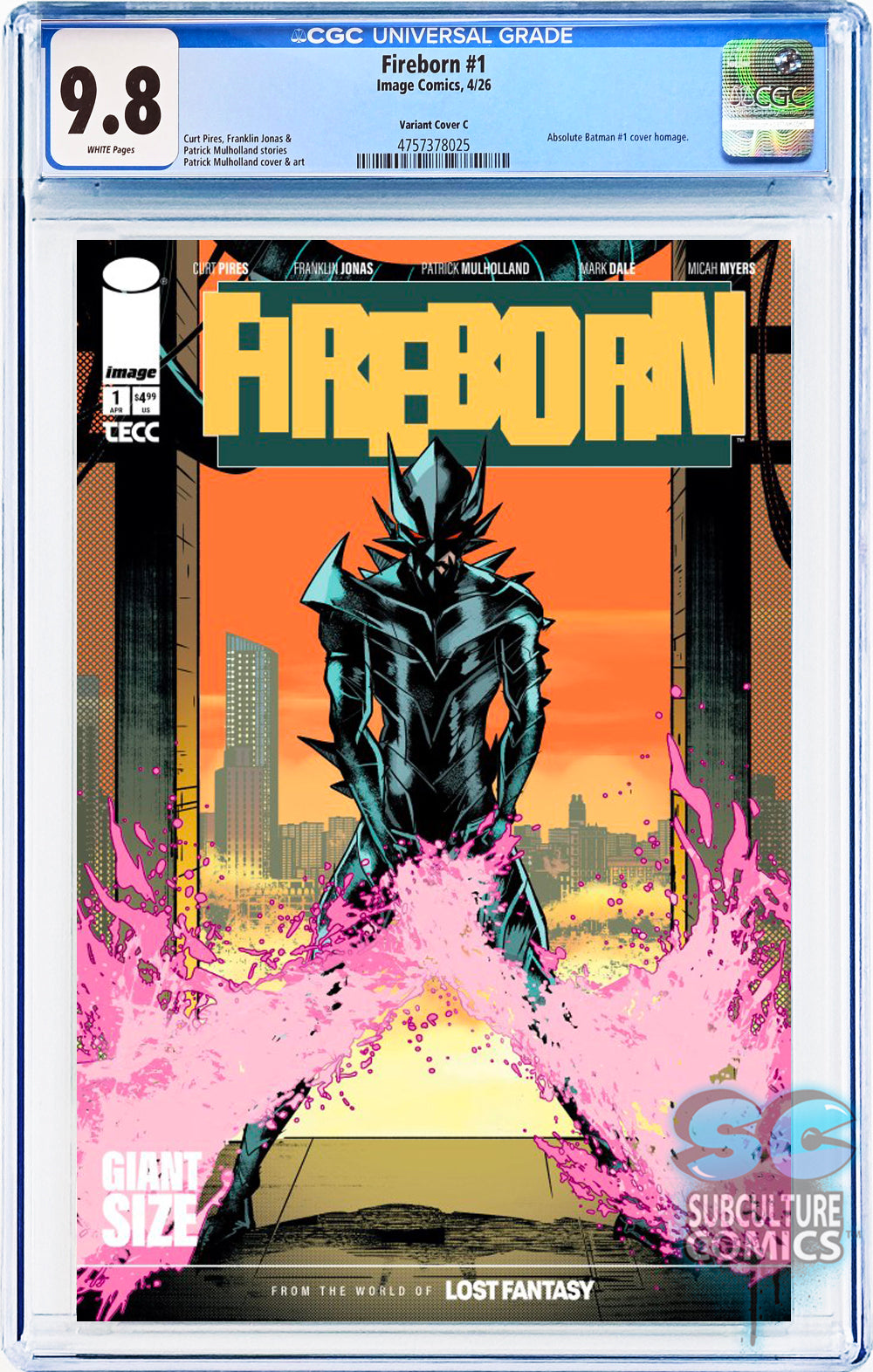 Fireborn #1 Variant Cover C CGC 9.8