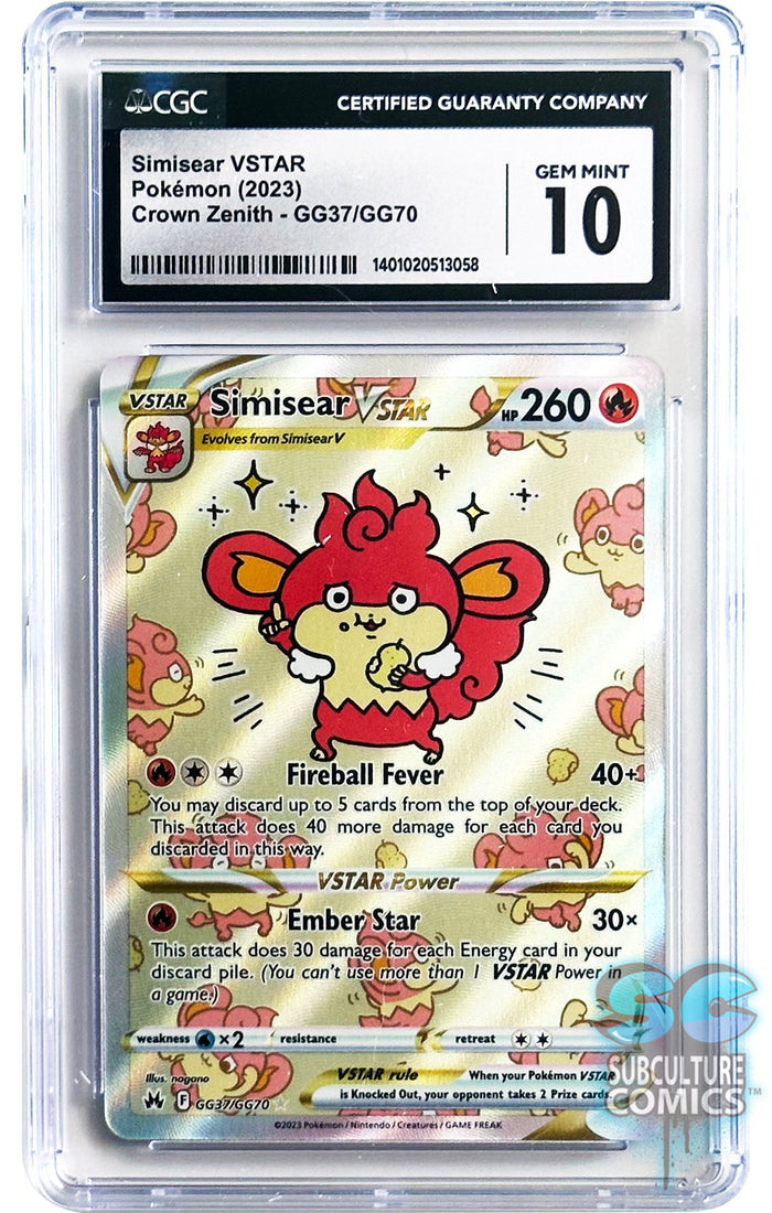 Pokémon Simisear VSTAR Crown Zenith GG37/GG70 - CGC 10 Gem Mint