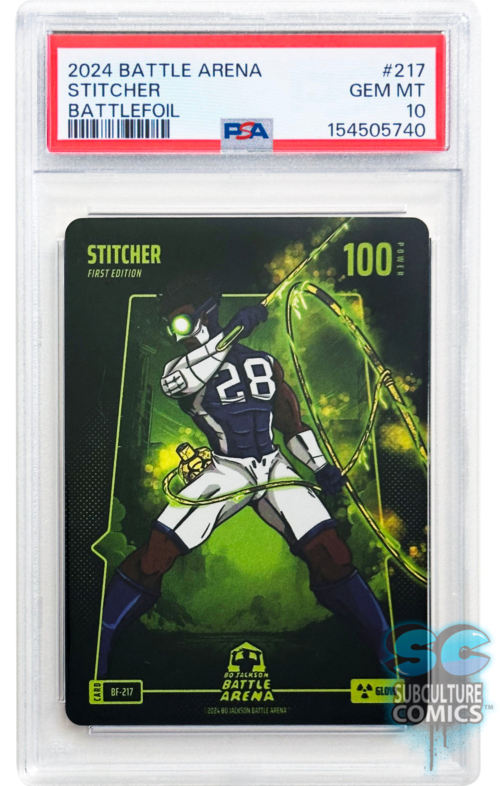 2024 Bo Jackson Battle Arena Alpha Edition: Stitcher Glow Battlefoil #217 - PSA 10 Gem Mint
