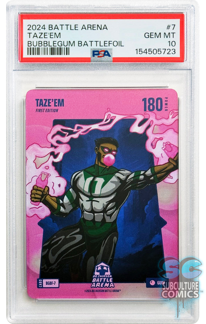 2024 Bo Jackson Battle Arena Alpha Edition: Taze'em Bubblegum Battlefoil #7 - PSA 10 Gem Mint
