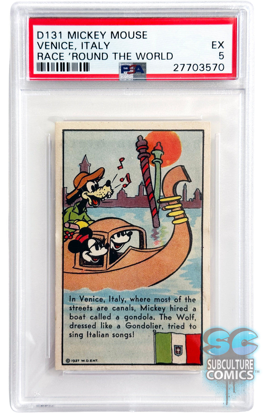1937 D131 Mickey Mouse Race Around the World Venice, Italy PSA 5
